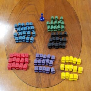 91 Vtg Monopoly Plastic Game Pieces Houses Red Green Yellow Purple Blue Black